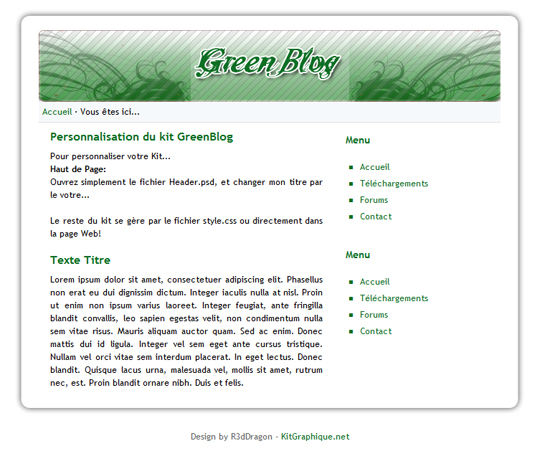 Apercu du kit Graphique Green Blog