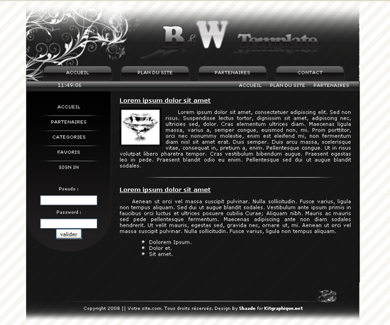Apercu du kit Graphique B&W Template